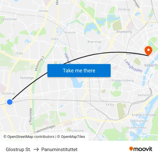 Glostrup St. to Panuminstituttet map