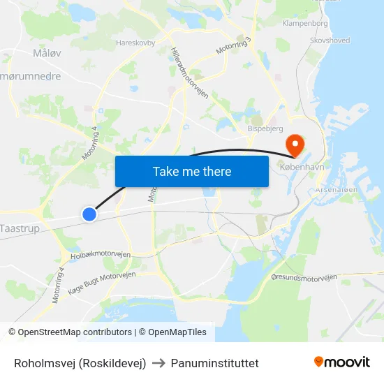 Roholmsvej (Roskildevej) to Panuminstituttet map