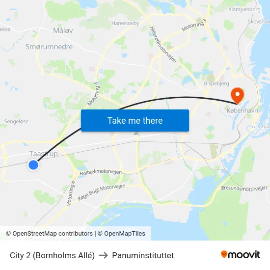 City 2 (Bornholms Allé) to Panuminstituttet map