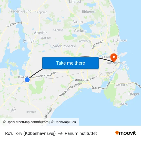 Ro's Torv (Københavnsvej) to Panuminstituttet map