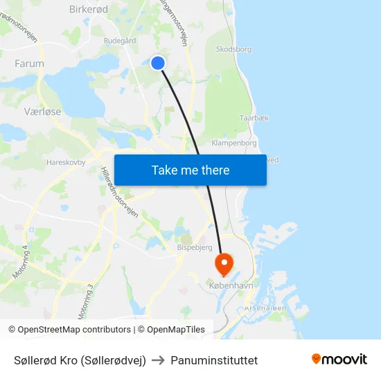 Søllerød Kro (Søllerødvej) to Panuminstituttet map