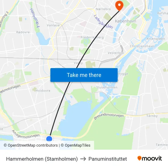 Hammerholmen (Stamholmen) to Panuminstituttet map