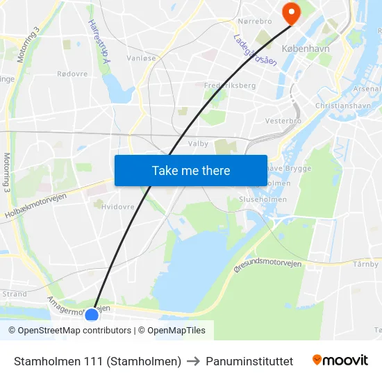 Stamholmen 111 (Stamholmen) to Panuminstituttet map