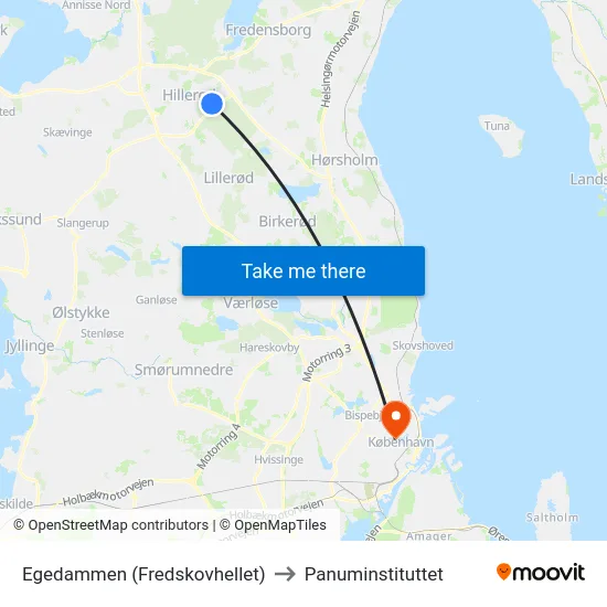 Egedammen (Fredskovhellet) to Panuminstituttet map