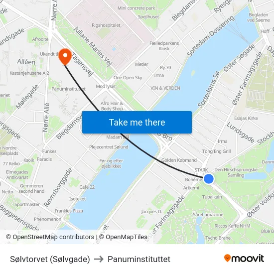 Sølvtorvet (Sølvgade) to Panuminstituttet map
