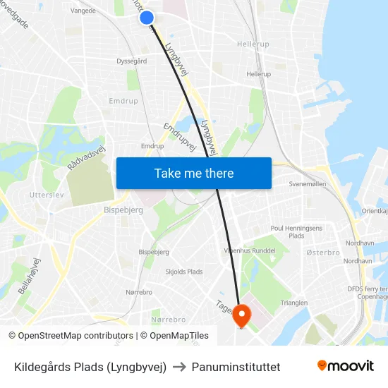 Kildegårds Plads (Lyngbyvej) to Panuminstituttet map