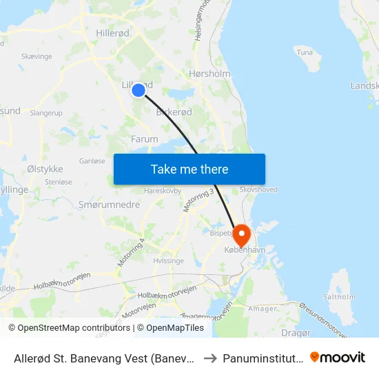 Allerød St. Banevang Vest (Banevang) to Panuminstituttet map
