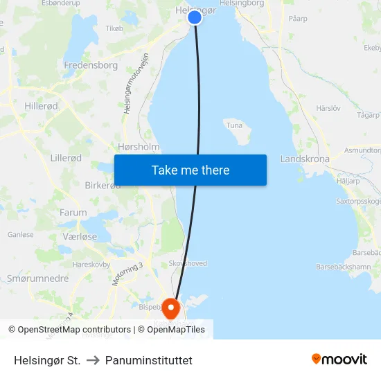 Helsingør St. to Panuminstituttet map