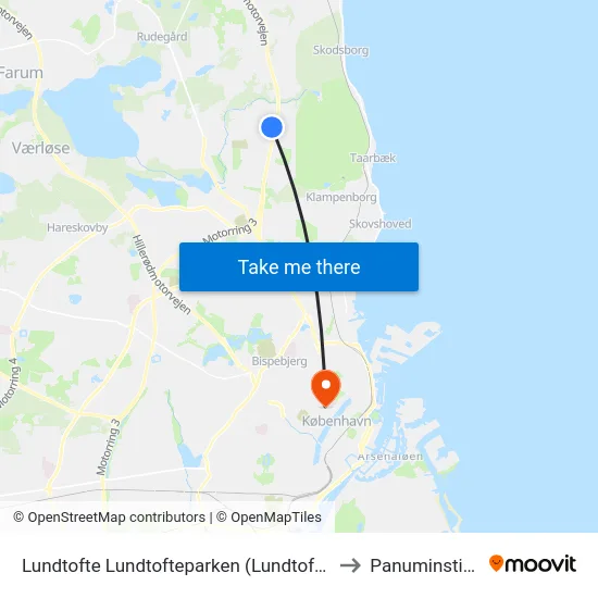 Lundtofte Lundtofteparken (Lundtoftegårdsvej) to Panuminstituttet map