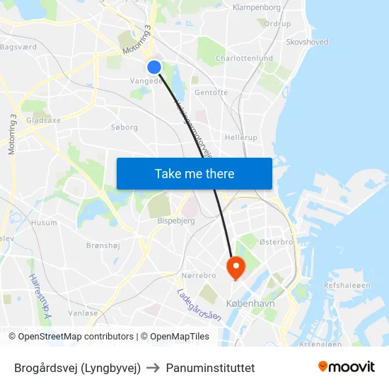 Brogårdsvej (Lyngbyvej) to Panuminstituttet map