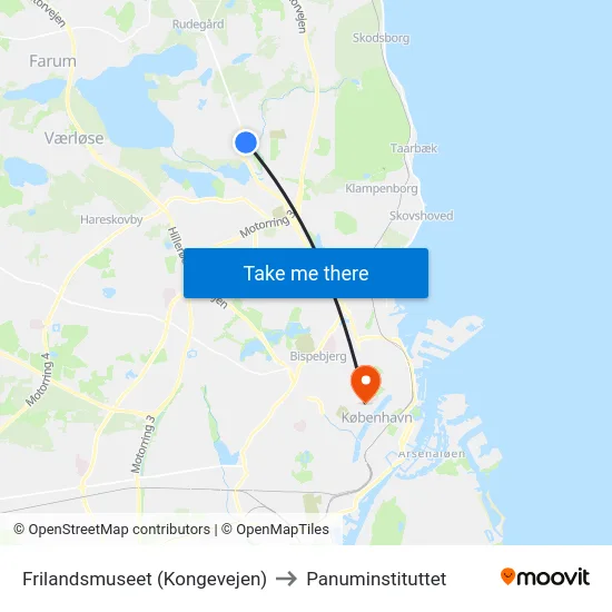 Frilandsmuseet (Kongevejen) to Panuminstituttet map