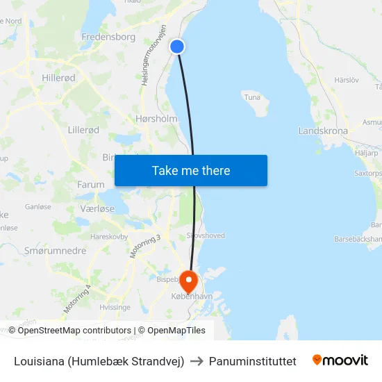 Louisiana (Humlebæk Strandvej) to Panuminstituttet map