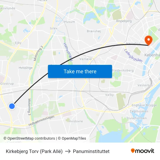 Kirkebjerg Torv (Park Allé) to Panuminstituttet map
