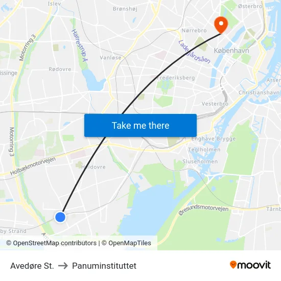Avedøre St. to Panuminstituttet map