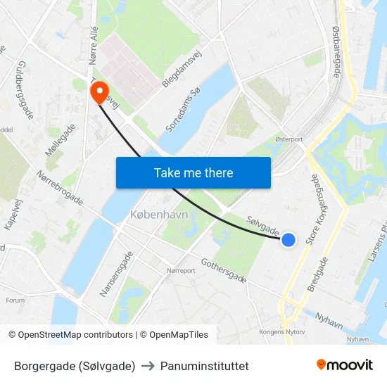Borgergade (Sølvgade) to Panuminstituttet map