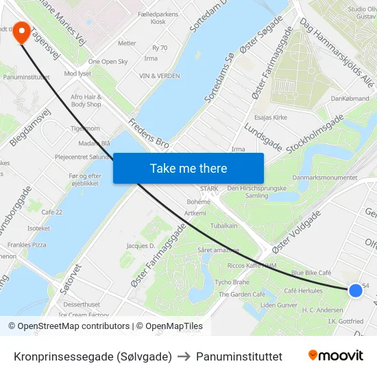 Kronprinsessegade (Sølvgade) to Panuminstituttet map