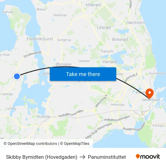 Skibby Bymidten (Hovedgaden) to Panuminstituttet map