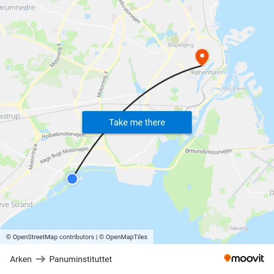 Arken to Panuminstituttet map