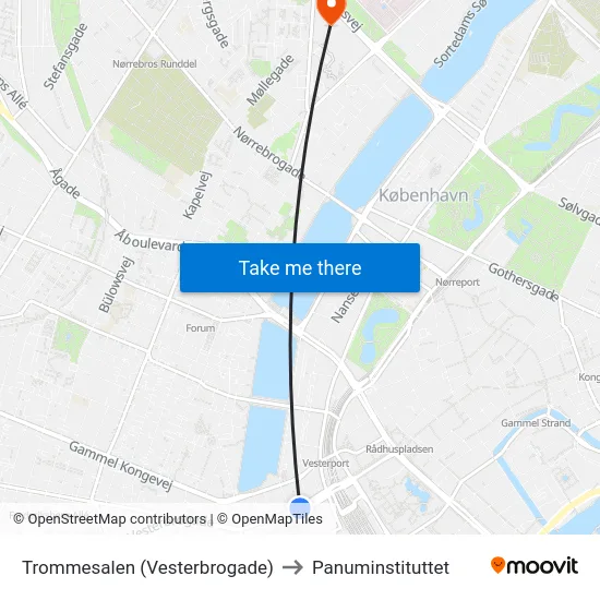 Trommesalen (Vesterbrogade) to Panuminstituttet map