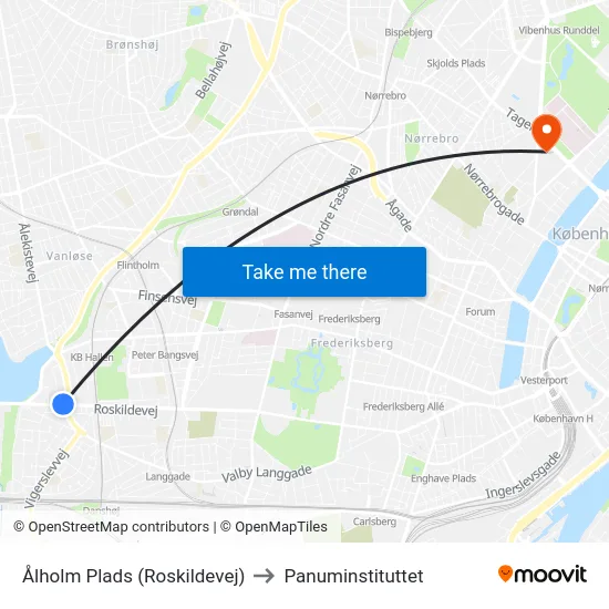 Ålholm Plads (Roskildevej) to Panuminstituttet map
