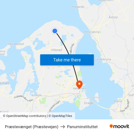 Præstevænget (Præstevejen) to Panuminstituttet map
