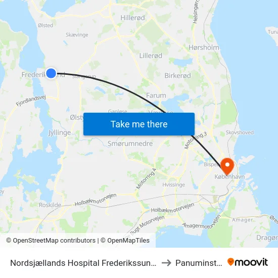 Nordsjællands Hospital Frederikssund (Hospitalvej) to Panuminstituttet map