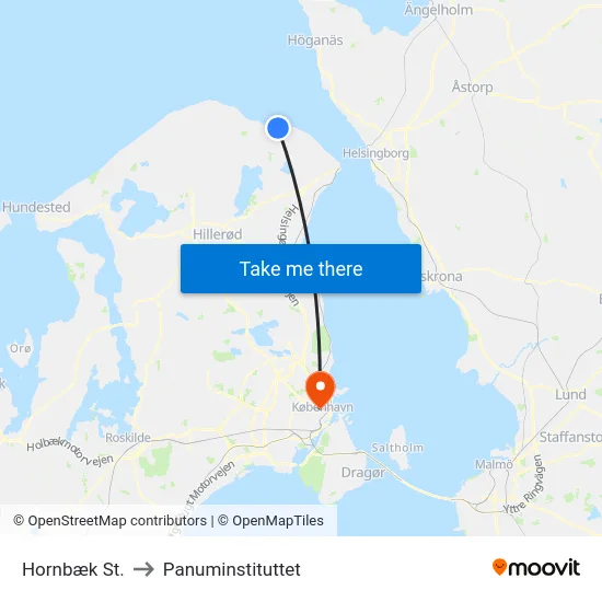 Hornbæk St. to Panuminstituttet map