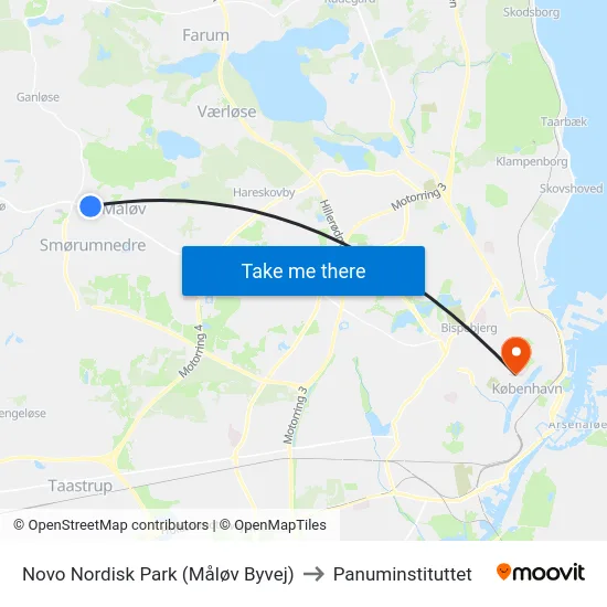 Novo Nordisk Park (Måløv Byvej) to Panuminstituttet map