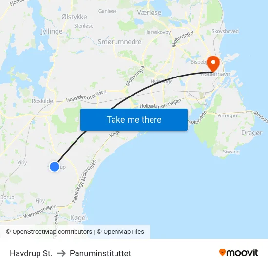 Havdrup St. to Panuminstituttet map