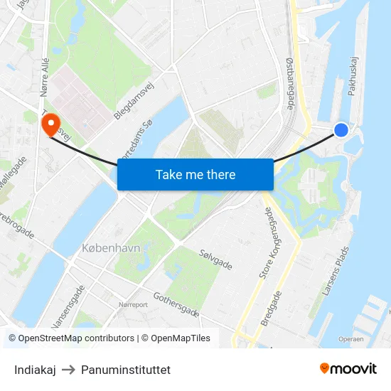 Indiakaj to Panuminstituttet map