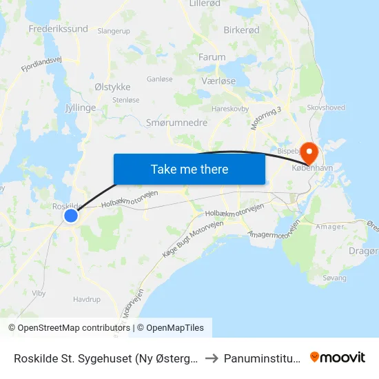 Roskilde St. Sygehuset (Ny Østergade) to Panuminstituttet map