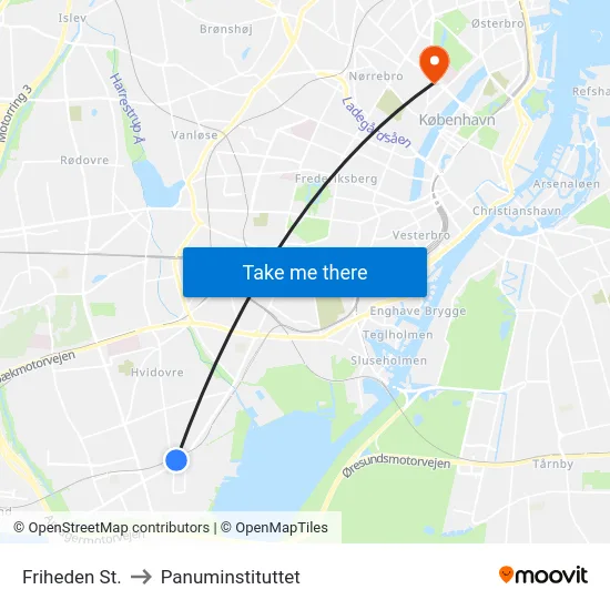 Friheden St. to Panuminstituttet map