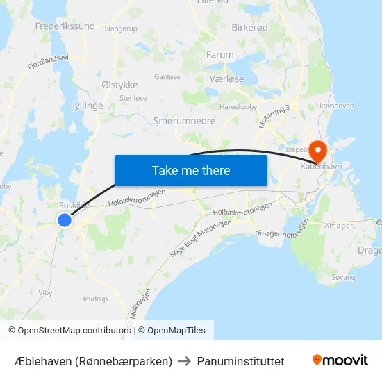Æblehaven (Rønnebærparken) to Panuminstituttet map