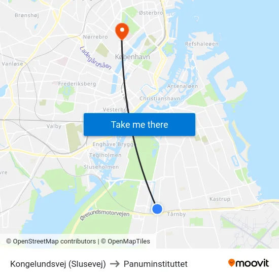 Kongelundsvej (Slusevej) to Panuminstituttet map