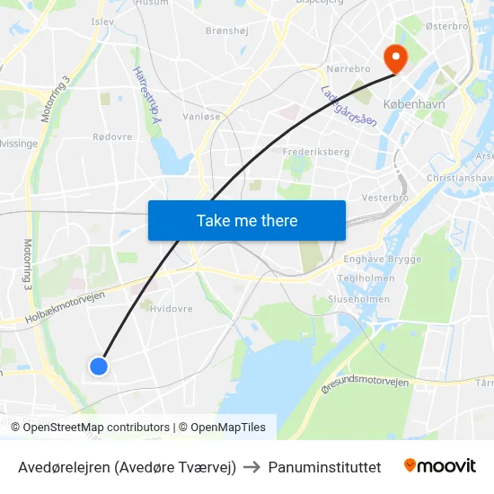 Avedørelejren (Avedøre Tværvej) to Panuminstituttet map