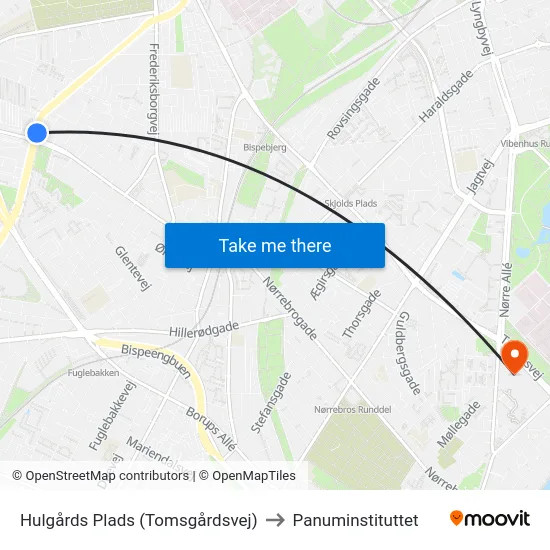Hulgårds Plads (Tomsgårdsvej) to Panuminstituttet map