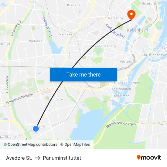 Avedøre St. to Panuminstituttet map
