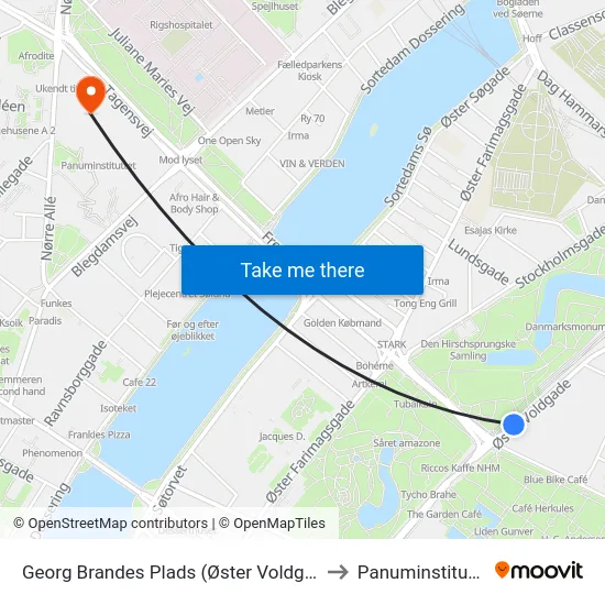 Georg Brandes Plads (Øster Voldgade) to Panuminstituttet map