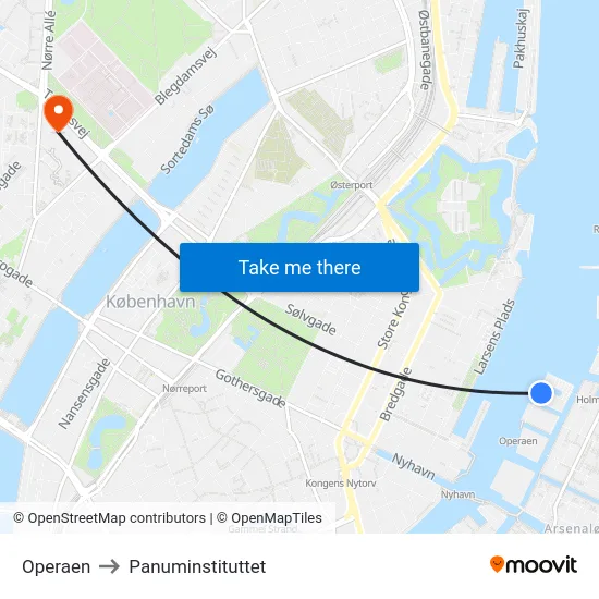 Operaen to Panuminstituttet map