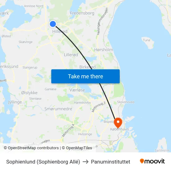 Sophienlund (Sophienborg Allé) to Panuminstituttet map
