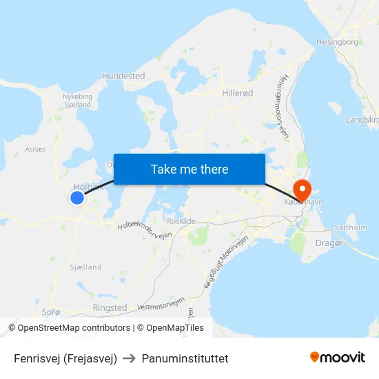 Fenrisvej (Frejasvej) to Panuminstituttet map