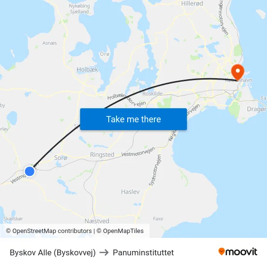 Byskov Alle (Byskovvej) to Panuminstituttet map