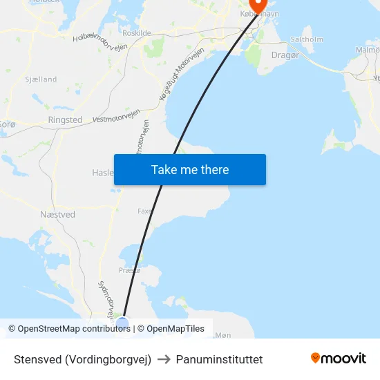 Stensved (Vordingborgvej) to Panuminstituttet map