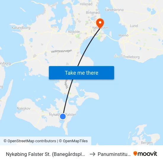 Nykøbing Falster St. (Banegårdspladsen) to Panuminstituttet map