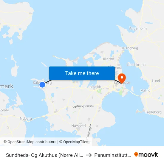 Sundheds- Og Akuthus (Nørre Allé) to Panuminstituttet map