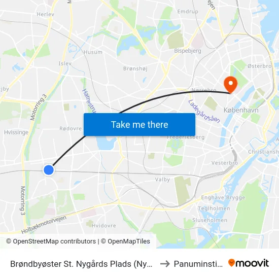 Brøndbyøster St. Nygårds Plads (Nygårds Plads) to Panuminstituttet map