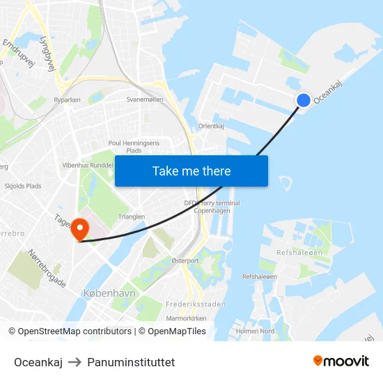 Oceankaj to Panuminstituttet map