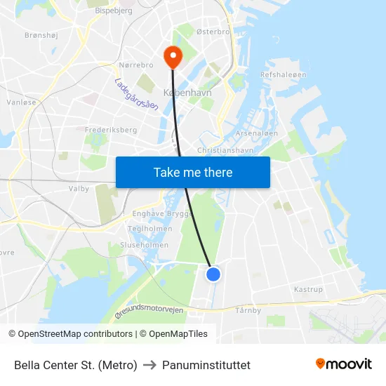 Bella Center St. (Metro) to Panuminstituttet map