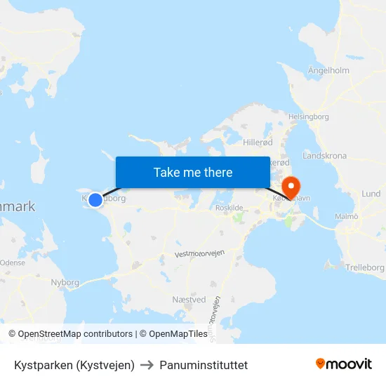 Kystparken (Kystvejen) to Panuminstituttet map