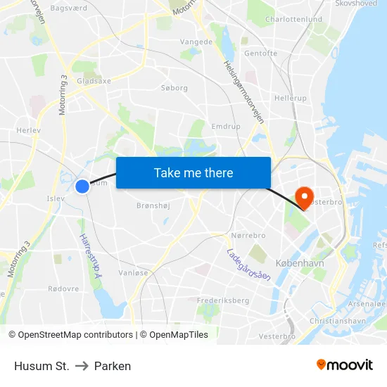 Husum St. to Parken map